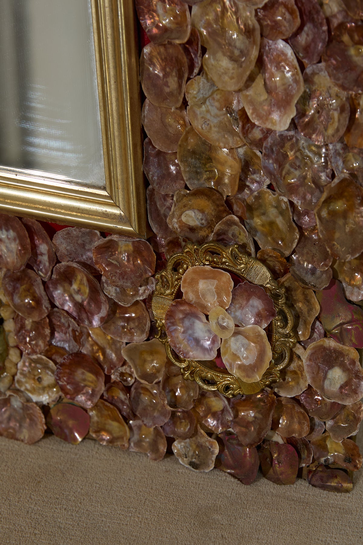 Saddle Oyster Shell Mosaic Mirror