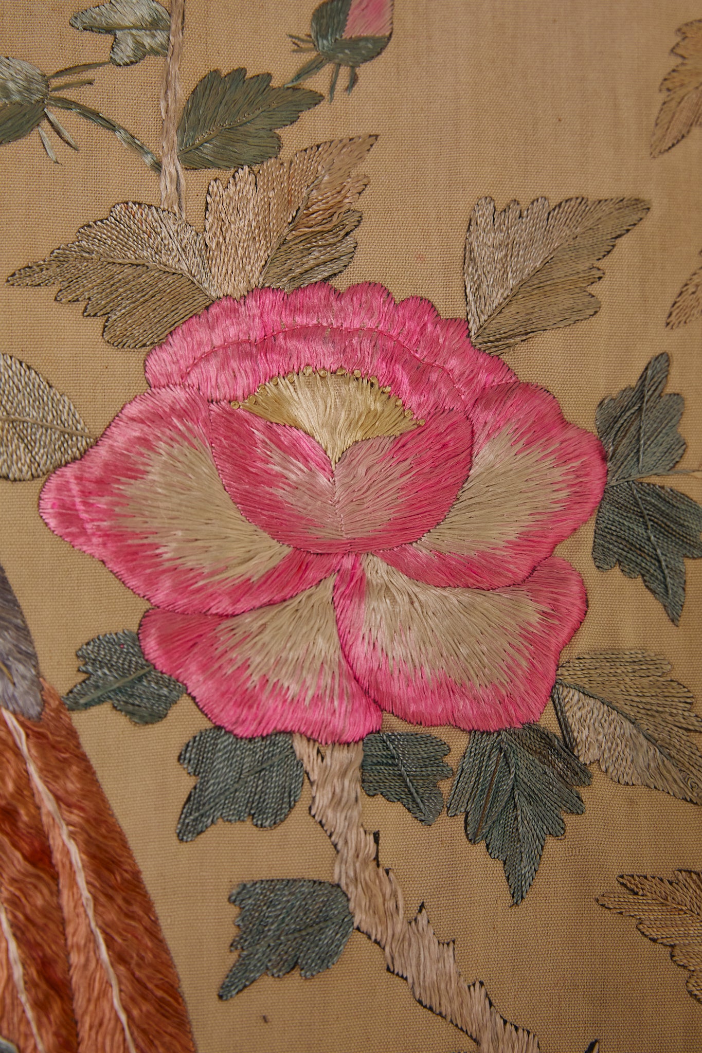 Vintage Chinese Silk Peacock Tapestry