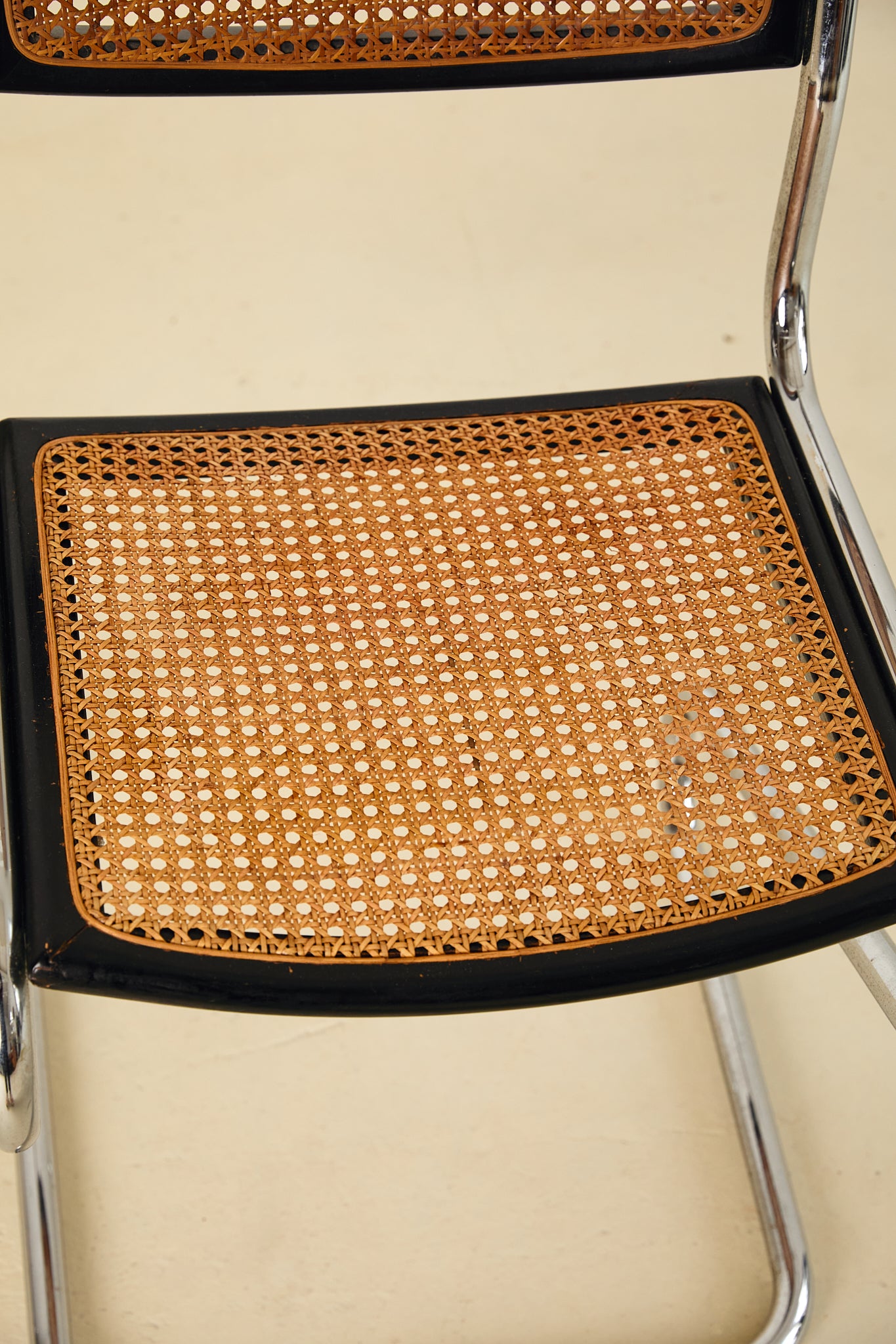 Mid Century Italian Chrome and Rattan Dining Chairs Set of X6