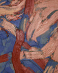 Original Georges Ferrato Abstract Impasto Oil Painting – Heavy Texture Blue & Pink and Red Composition