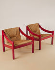 Cassina Carimate Armchair Pair Stained Red