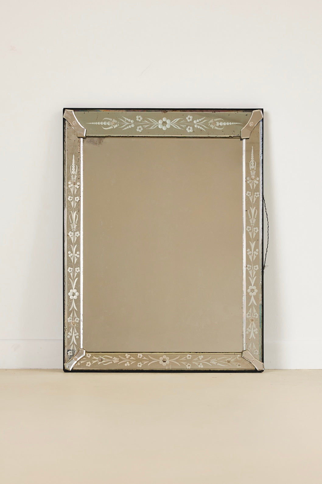 Large Venetian Glass Overmantle Mirror With Etched Frame