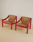Cassina Carimate Armchair Pair Stained Red