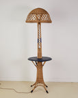 French Wicker Eiffel Tower Floor Lamp With Table