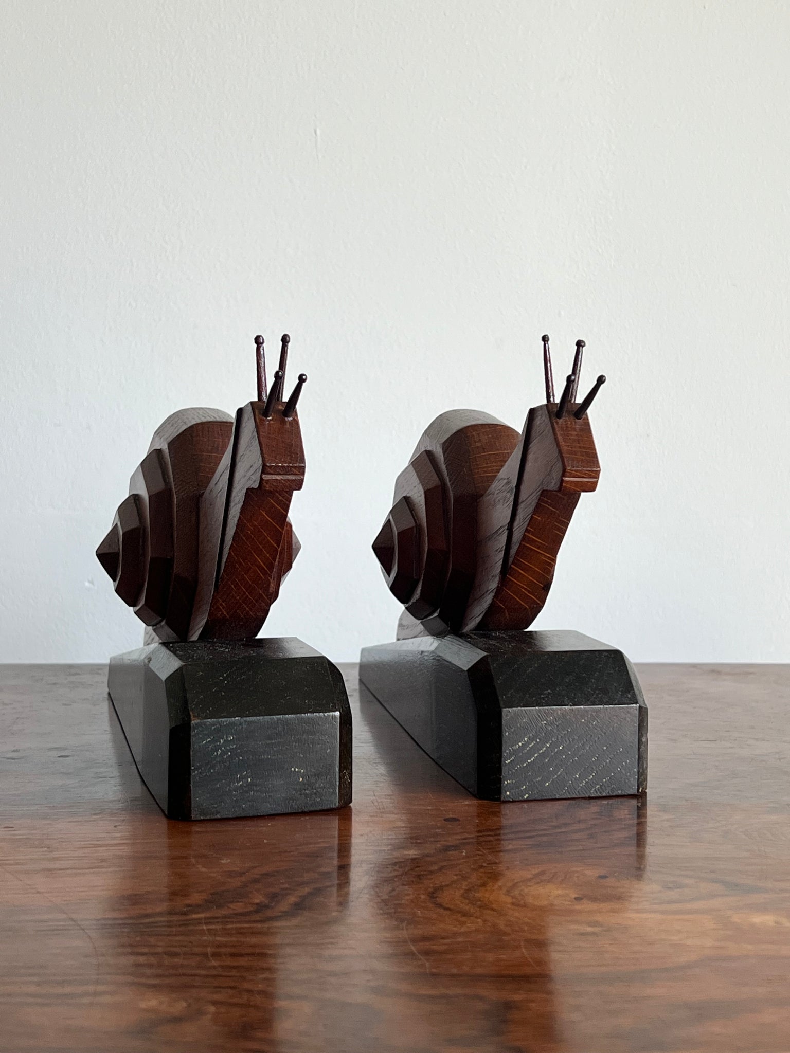 Wooden Snail Bookends