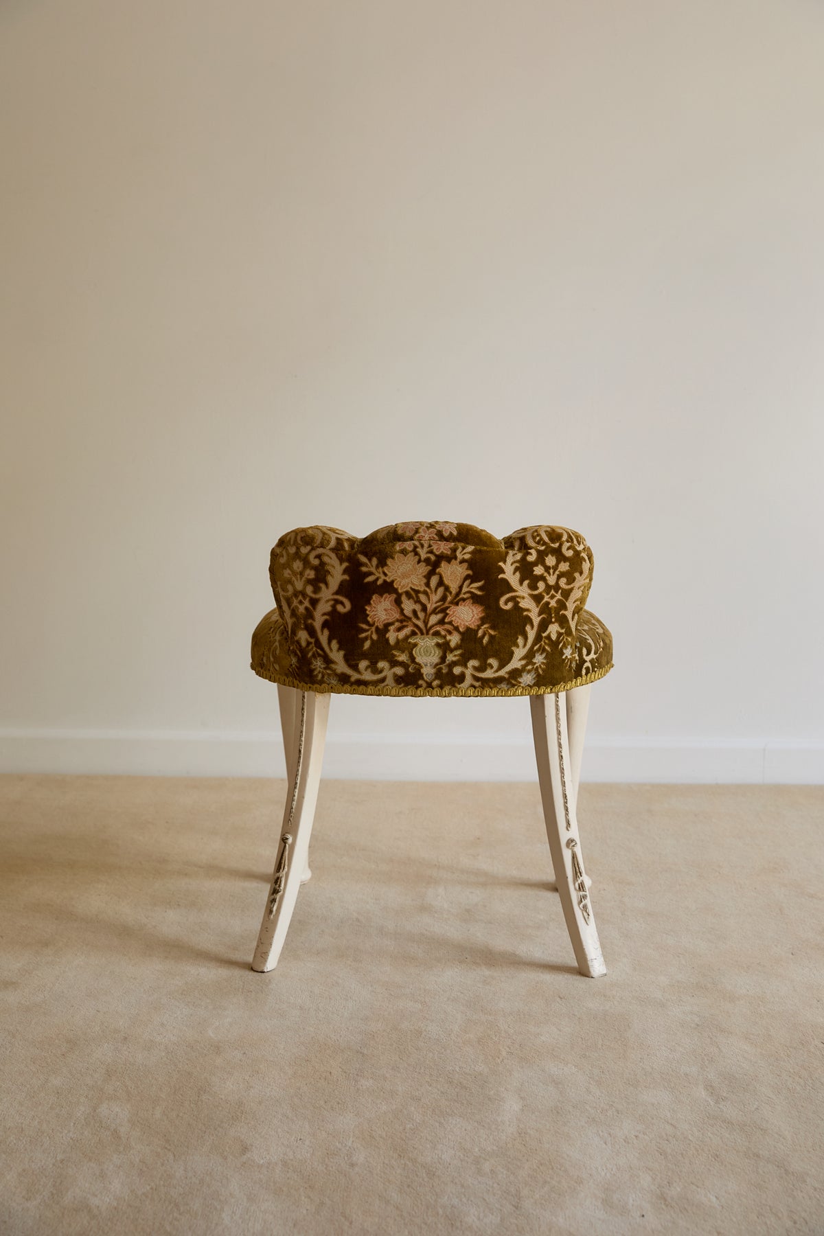 French Vintage Velvet Vanity Stool