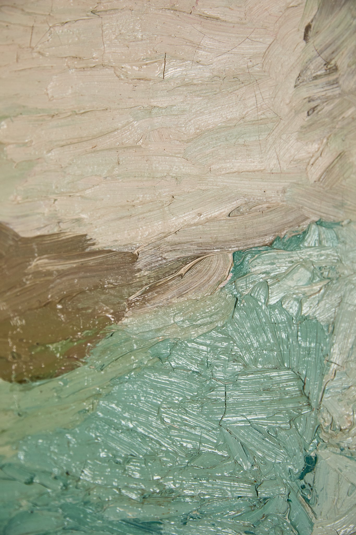 Thick Icy Toned Abstract Oil on Canvas