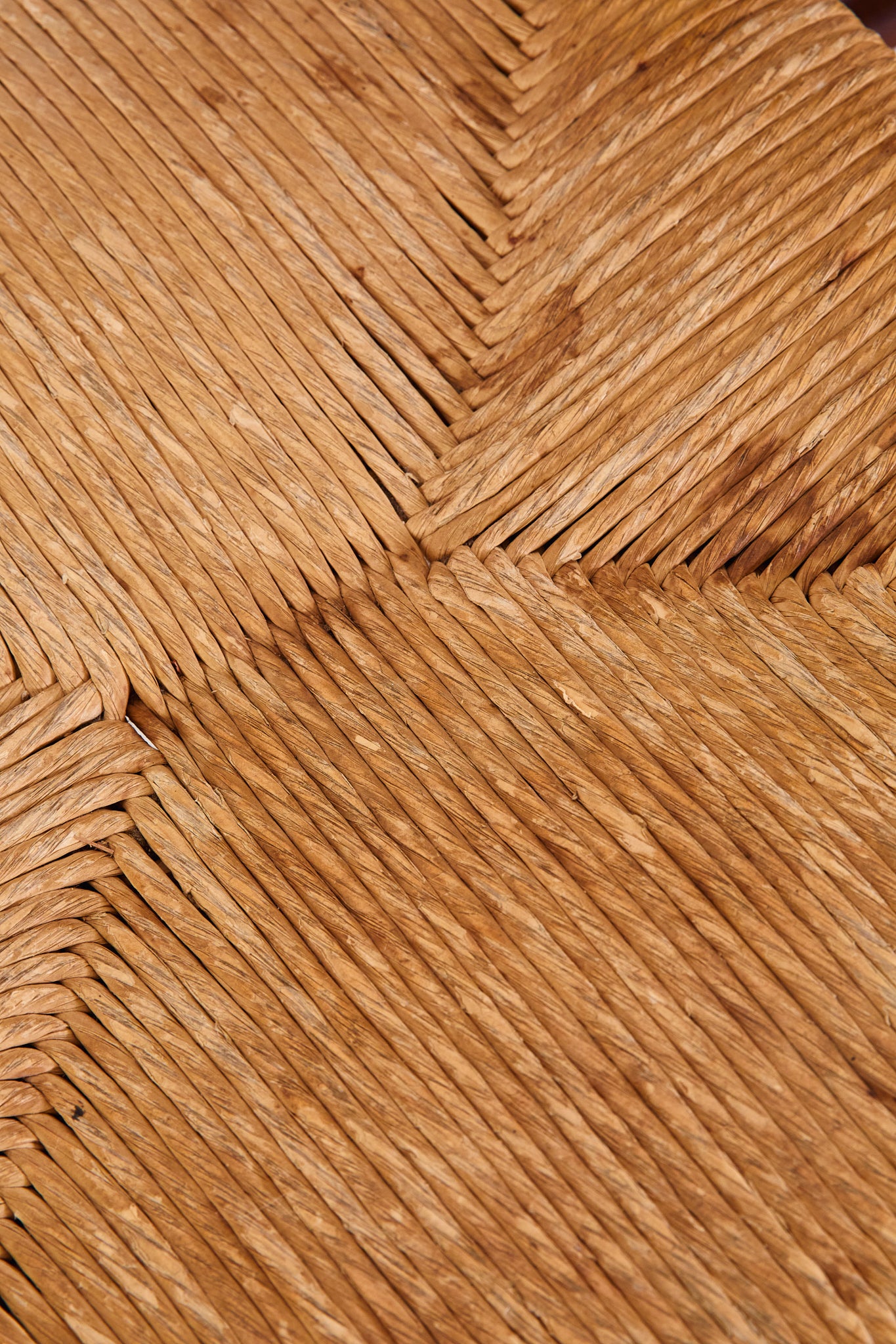 Set of x6 French Mid Century Wood and Rush Dining Chairs