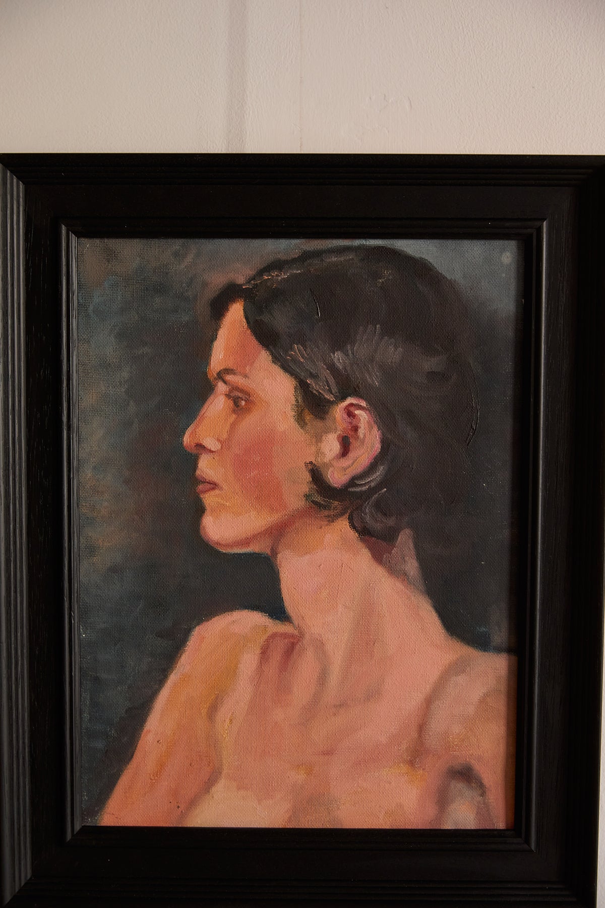 Intimate Vintage Oil Painting Of a Woman in Profile