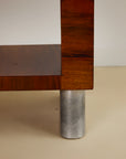 Italian Burl Wood Bookcase With Chrome Feet