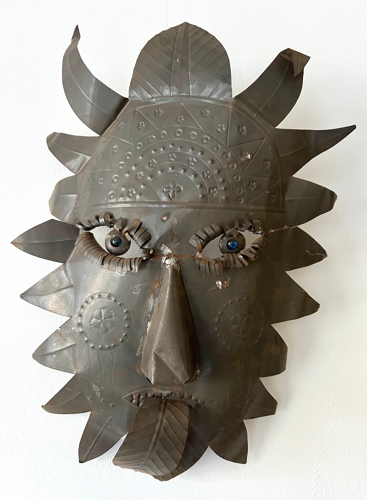 Vintage Tin Mexican Folk Art Mask
