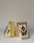 French Hand Painted Ceramic Bookends