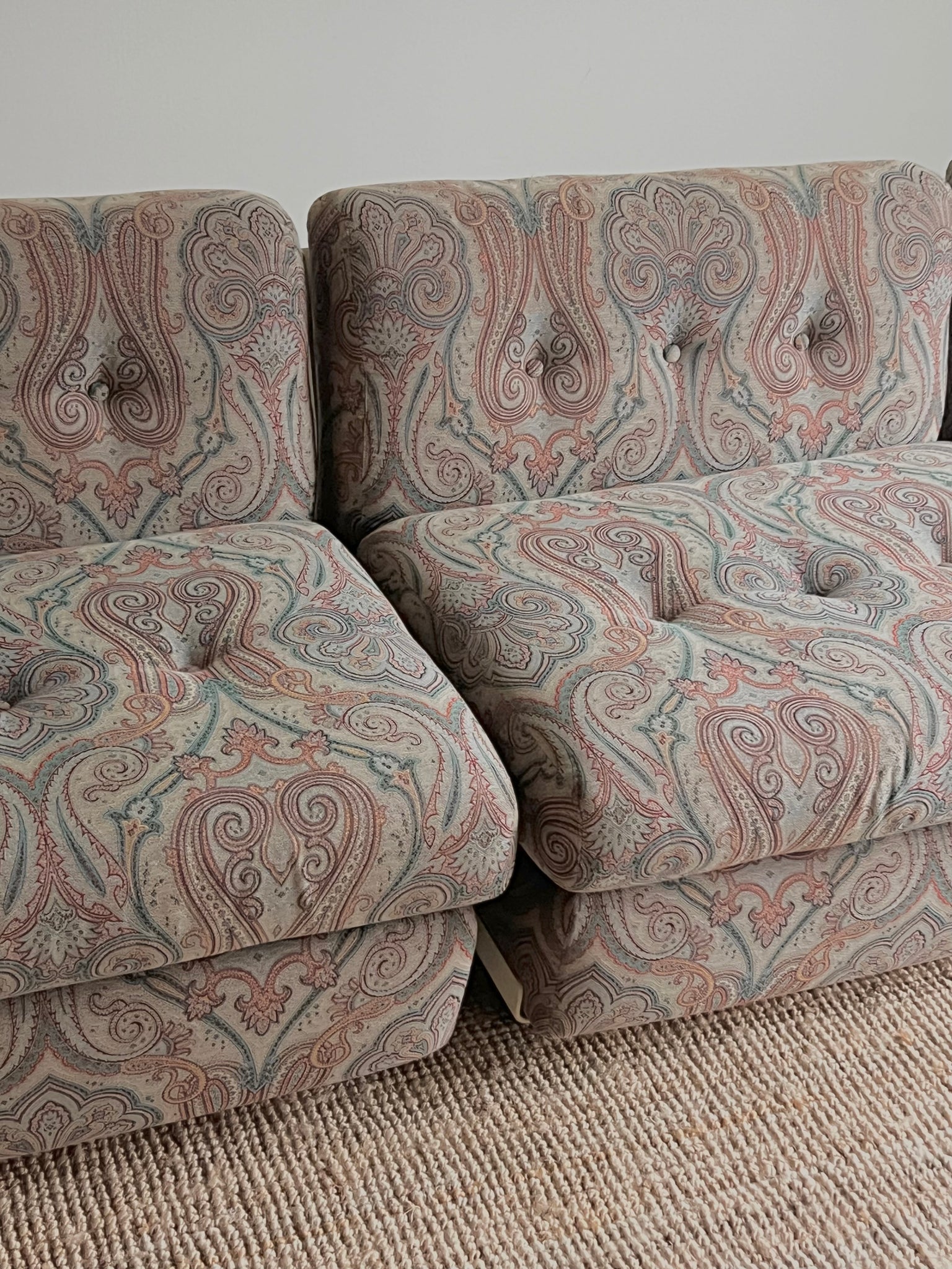 Mario Bellini Amanta Armchairs for C&B Italia With Paisley Fabric