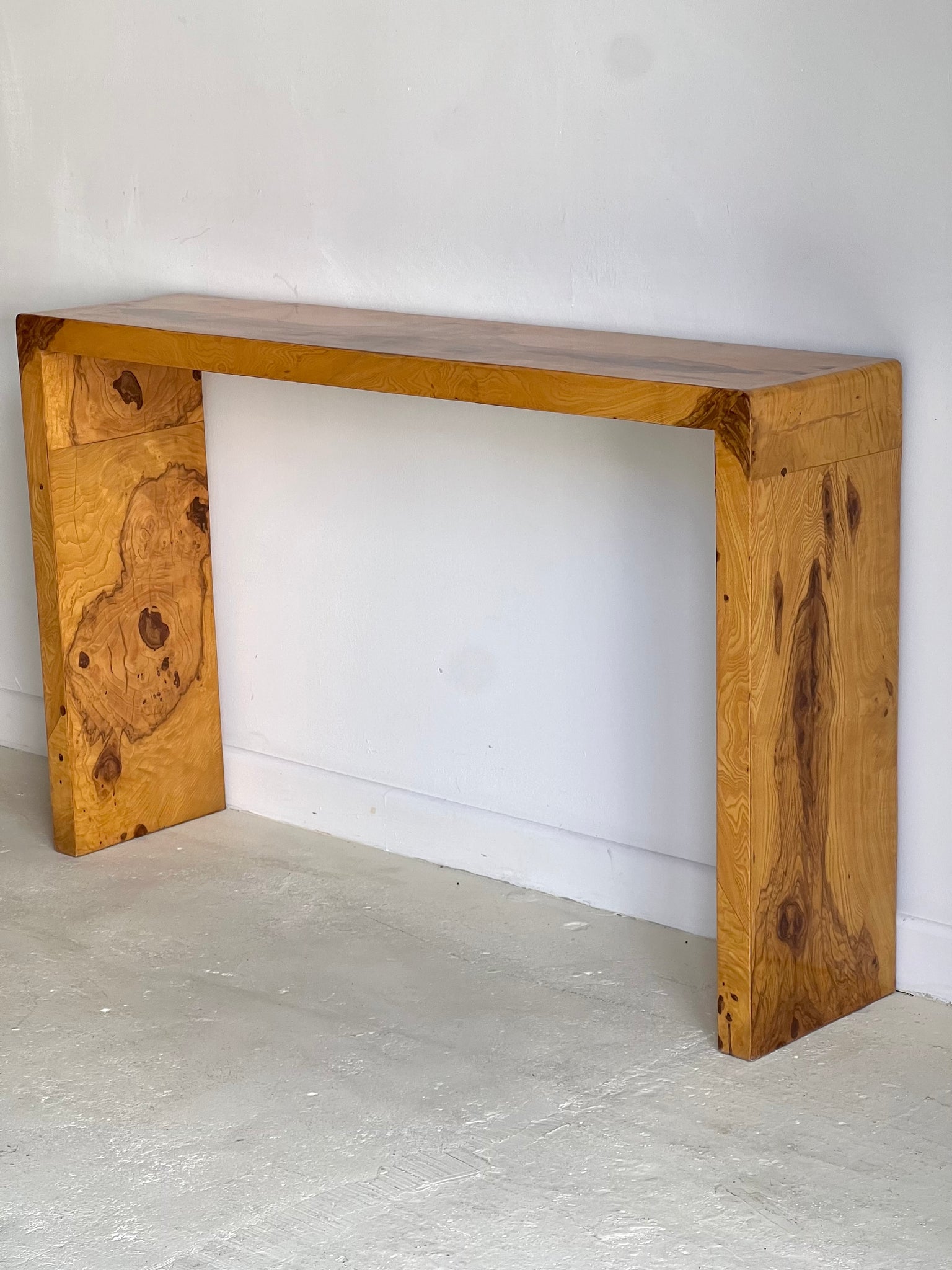 Deco Revival Burl Walnut Console