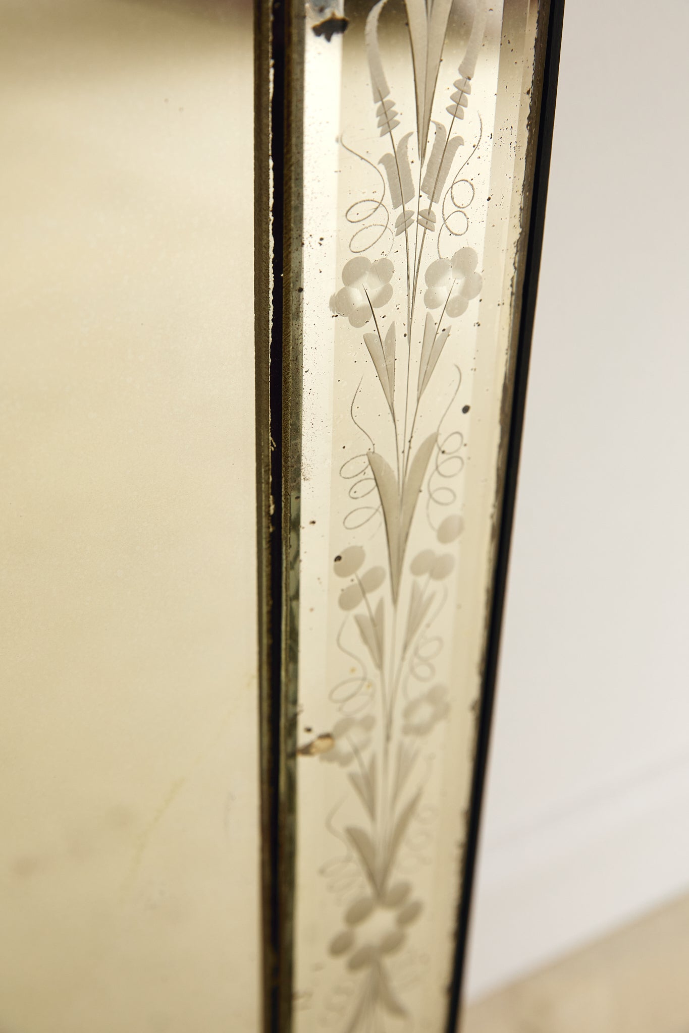 Large Venetian Glass Overmantle Mirror With Etched Frame
