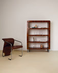 Italian Burl Wood Bookcase With Chrome Feet