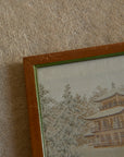 Vintage Japanese Hand-Embroidered Silk Landscape Art – Framed Set of 6
