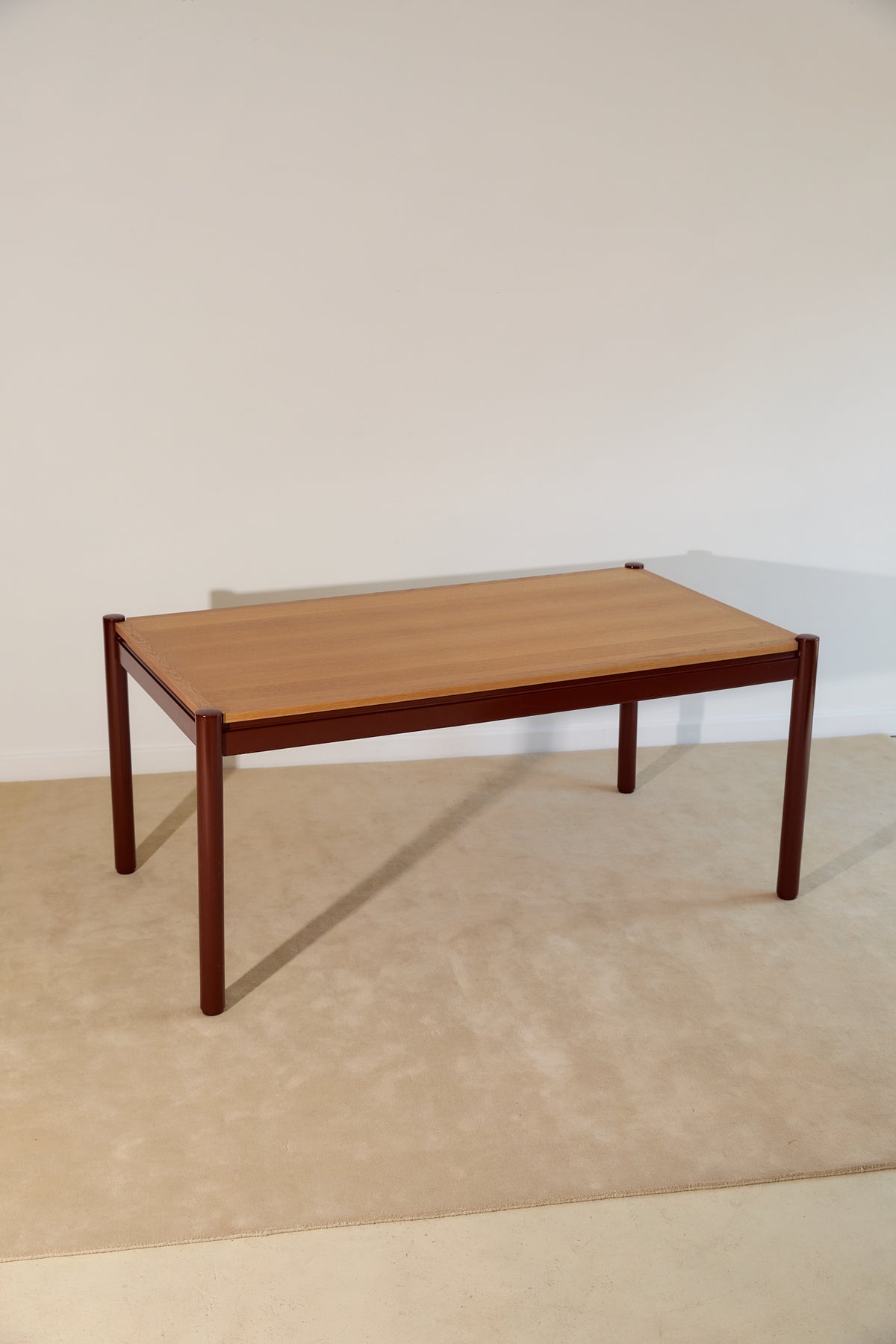 Mid-Century Modern Dining Set – Rectangular Wood Table with 6 Rush-Seat Chairs