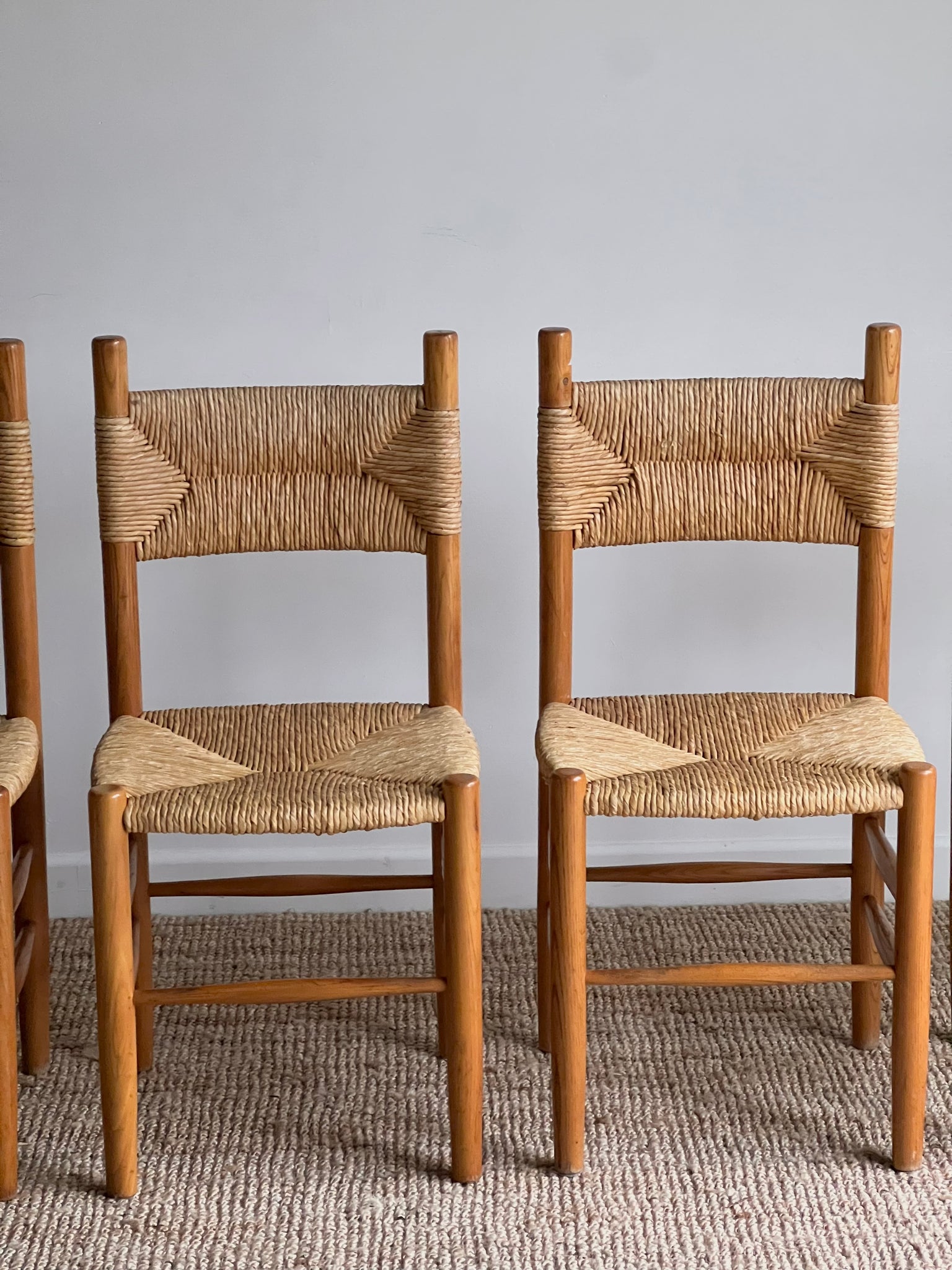 Set of x4 Vintage Rush Chairs In the Style of Charlotte Perriand