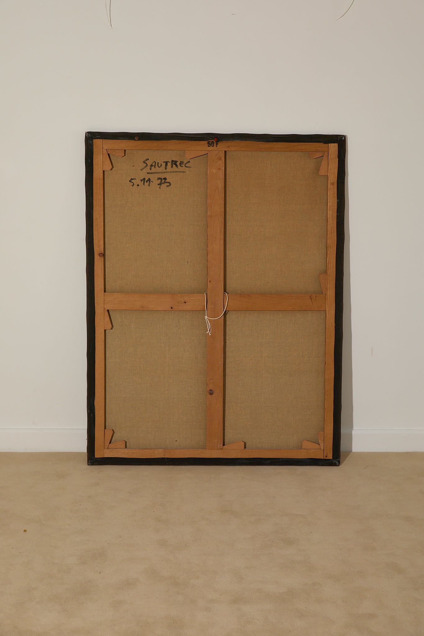 Mid-Century Modern Abstract Mixed-Media Painting by Sautrec, 1973