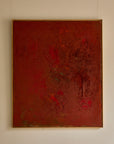 Vintage Mid-Century Abstract Expressionist Monochrome Red Canvas (c. 1960s–1970s)