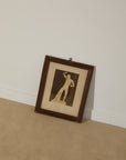 Vintage Classical Greek Nude Male Statue Photo – Ornate Geometric Parquet Framed Print