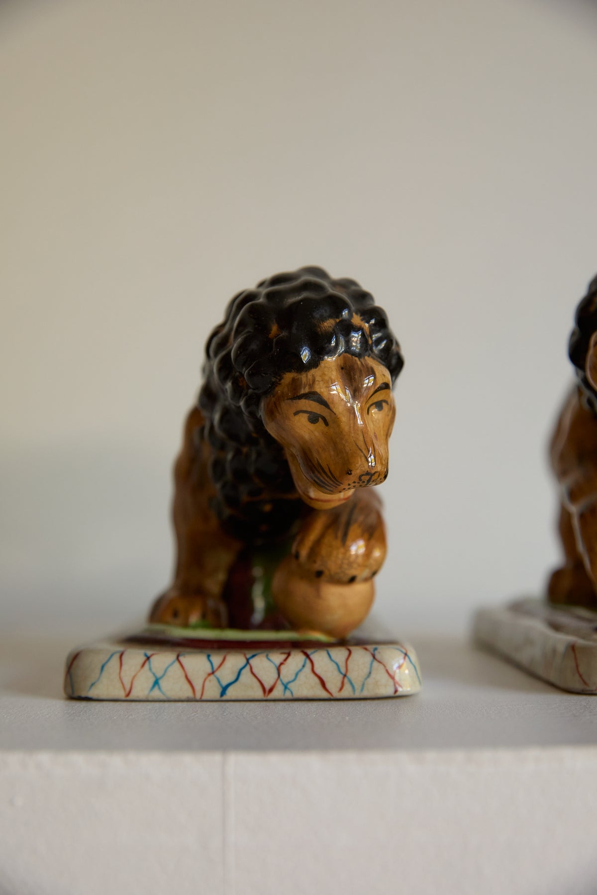 A Magnificent Pair of Vintage Medici-Style Pottery Lions