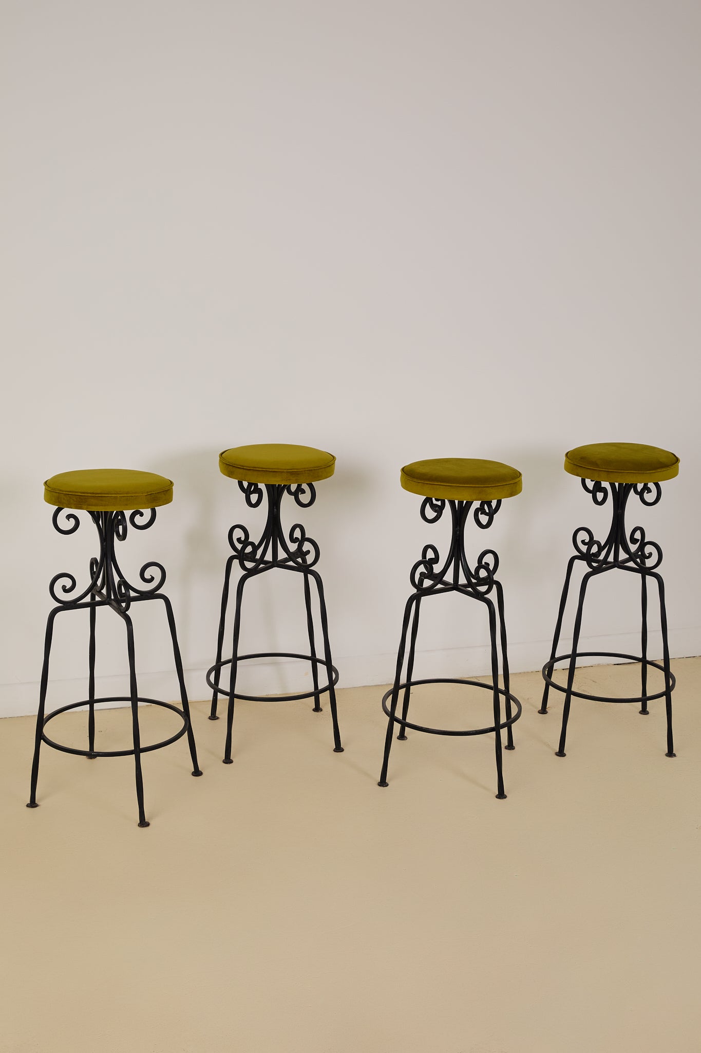 Set of x4 French Art Deco Forged Bar Stools