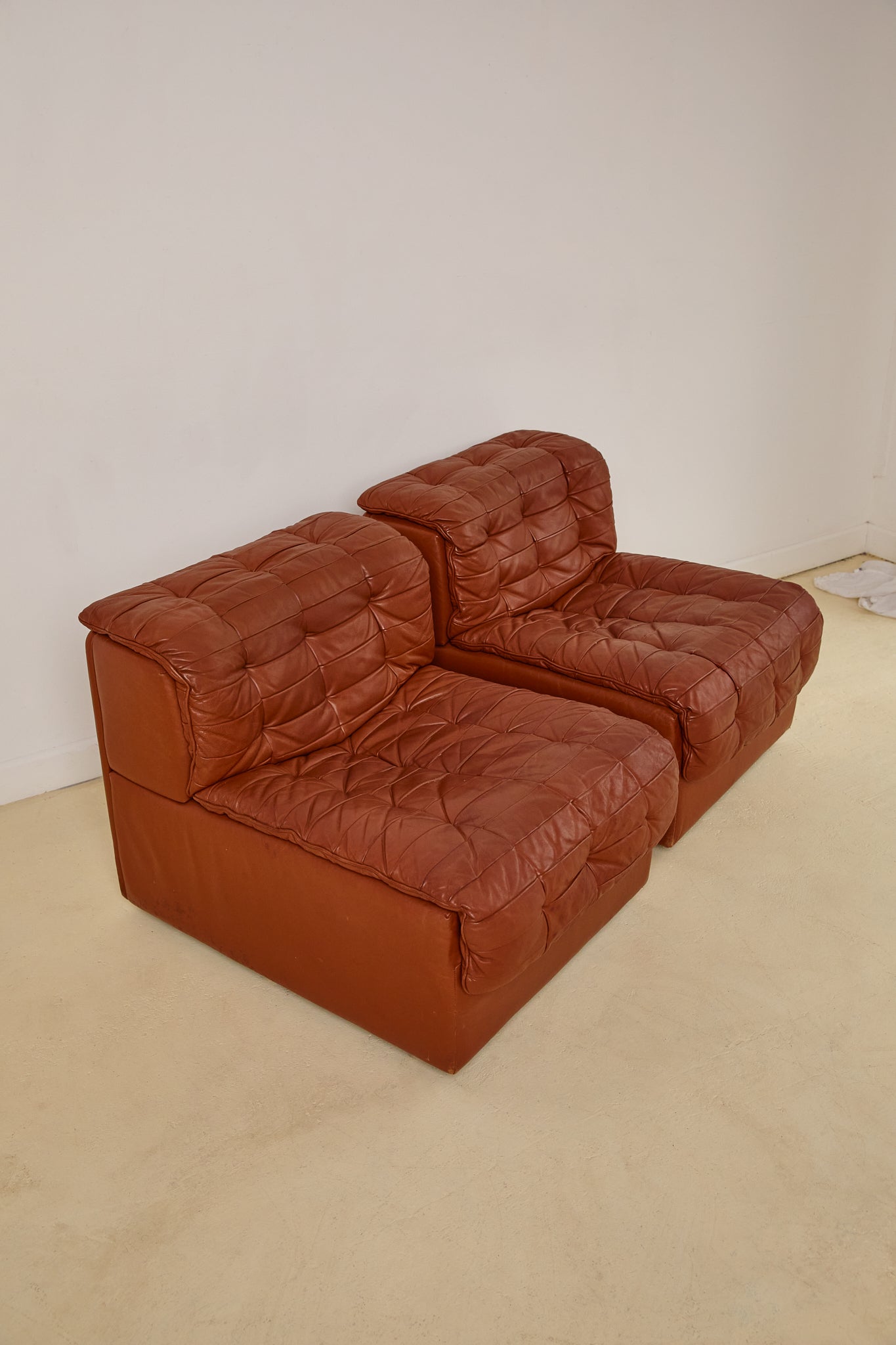 Patchwork Leather Lounge Chairs by DeSede 1970s