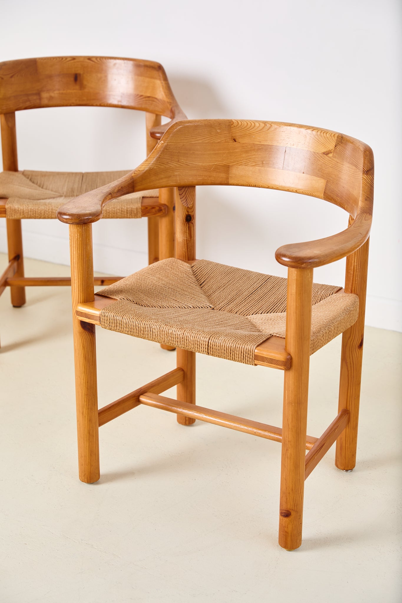 Set of 4 Rainer Daumiller Dining Chairs in Pine and Papercord, 1970s