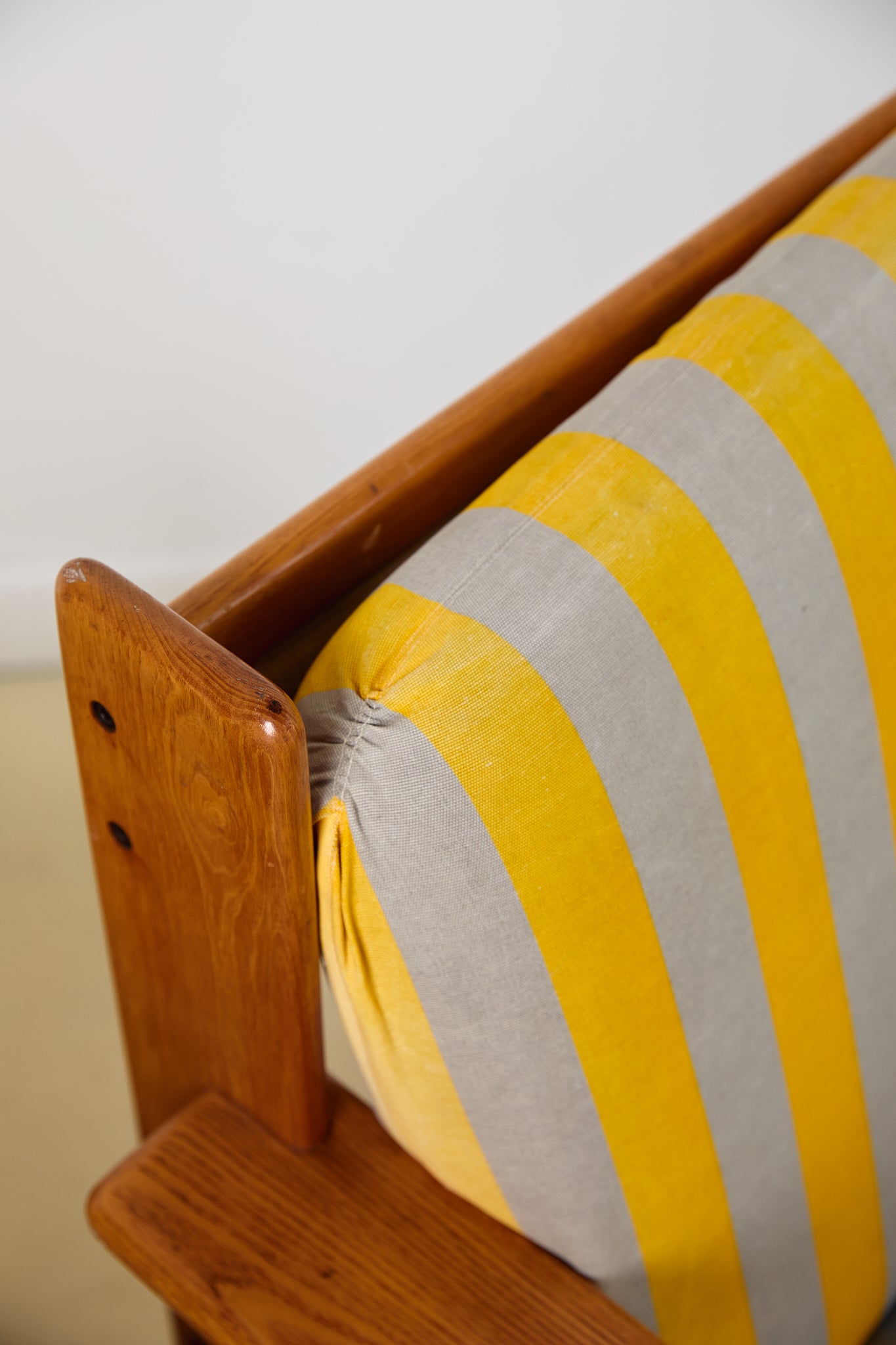 Pair of Italian Lounge Chairs With Stripe Cushions