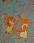 Large 1989 French Postmodern Neo-Symbolist Painting – Vestales dans les Jardins by B. Blanc-Fontonille