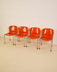 Set of x4 Orange Plastic Chairs
