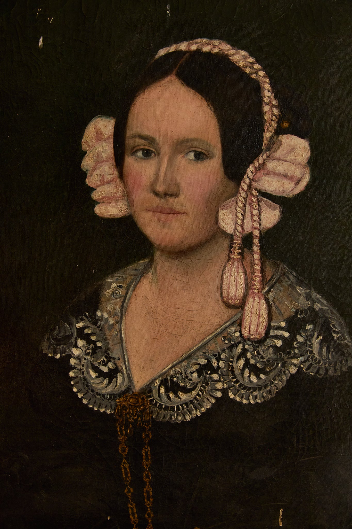 19th-Century European Provincial Portrait of a Noblewoman (c. 1830–1840)
