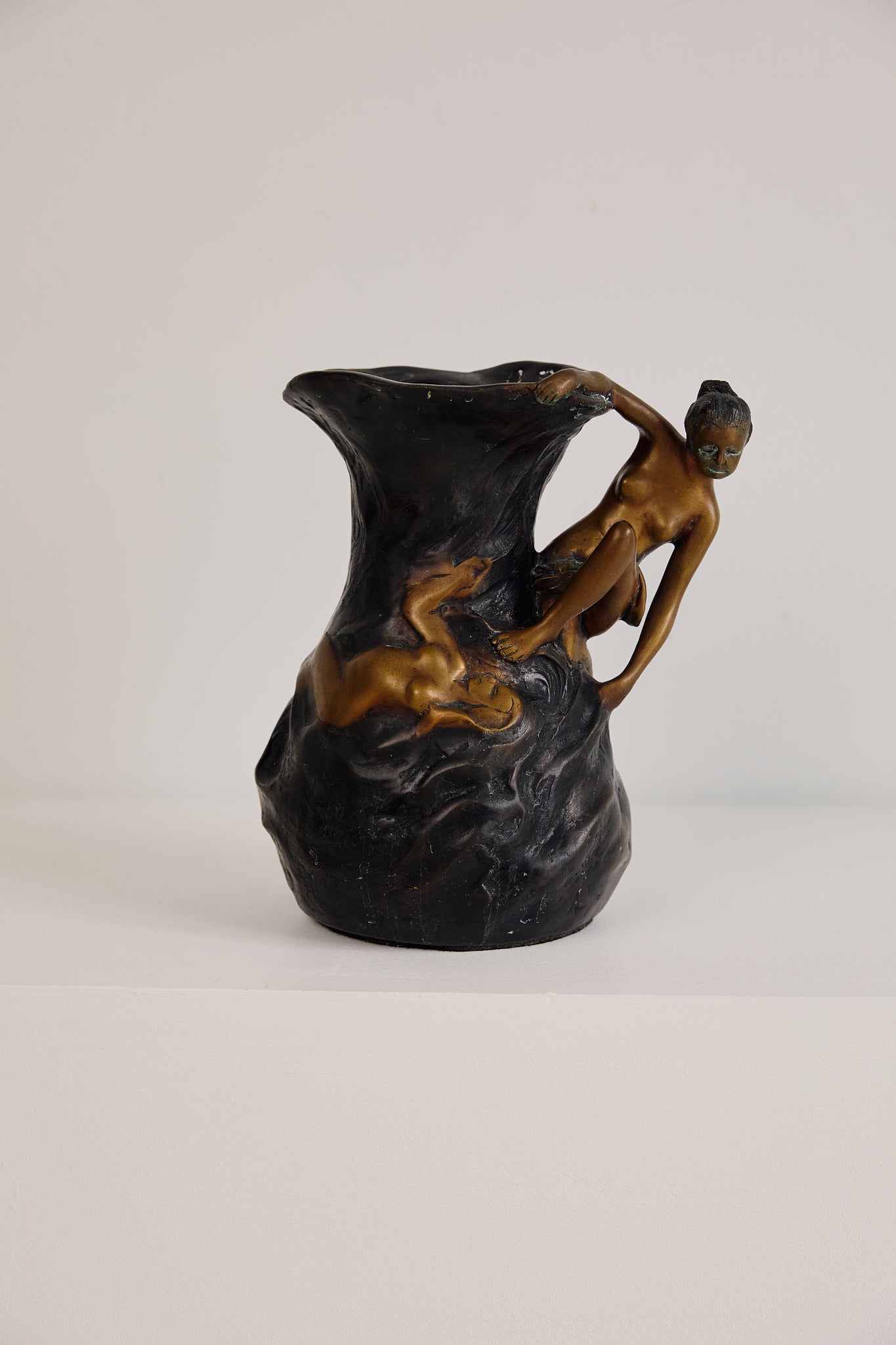 Art Nouveau Bronze Nude Vase. By Lucien Charles Edouard Alliot, 1924