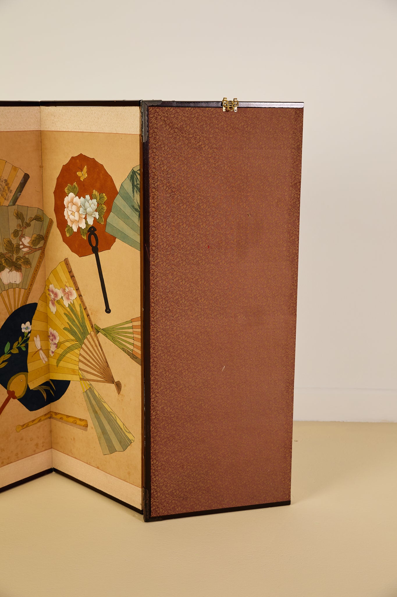 Japanese Four Panel Screen Panting With Fans