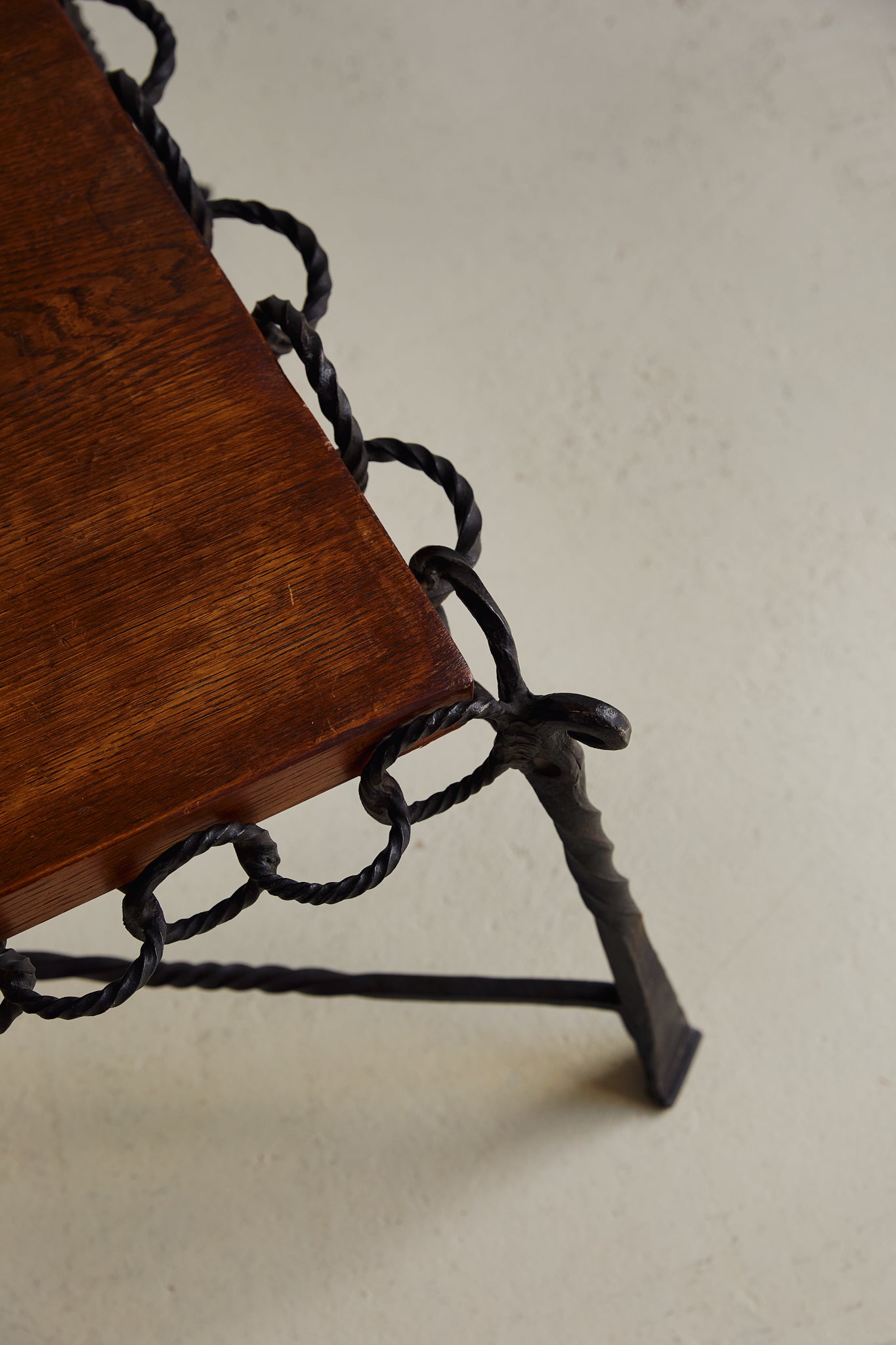 Brutalist Chain Iron and Oak Top Coffee Table