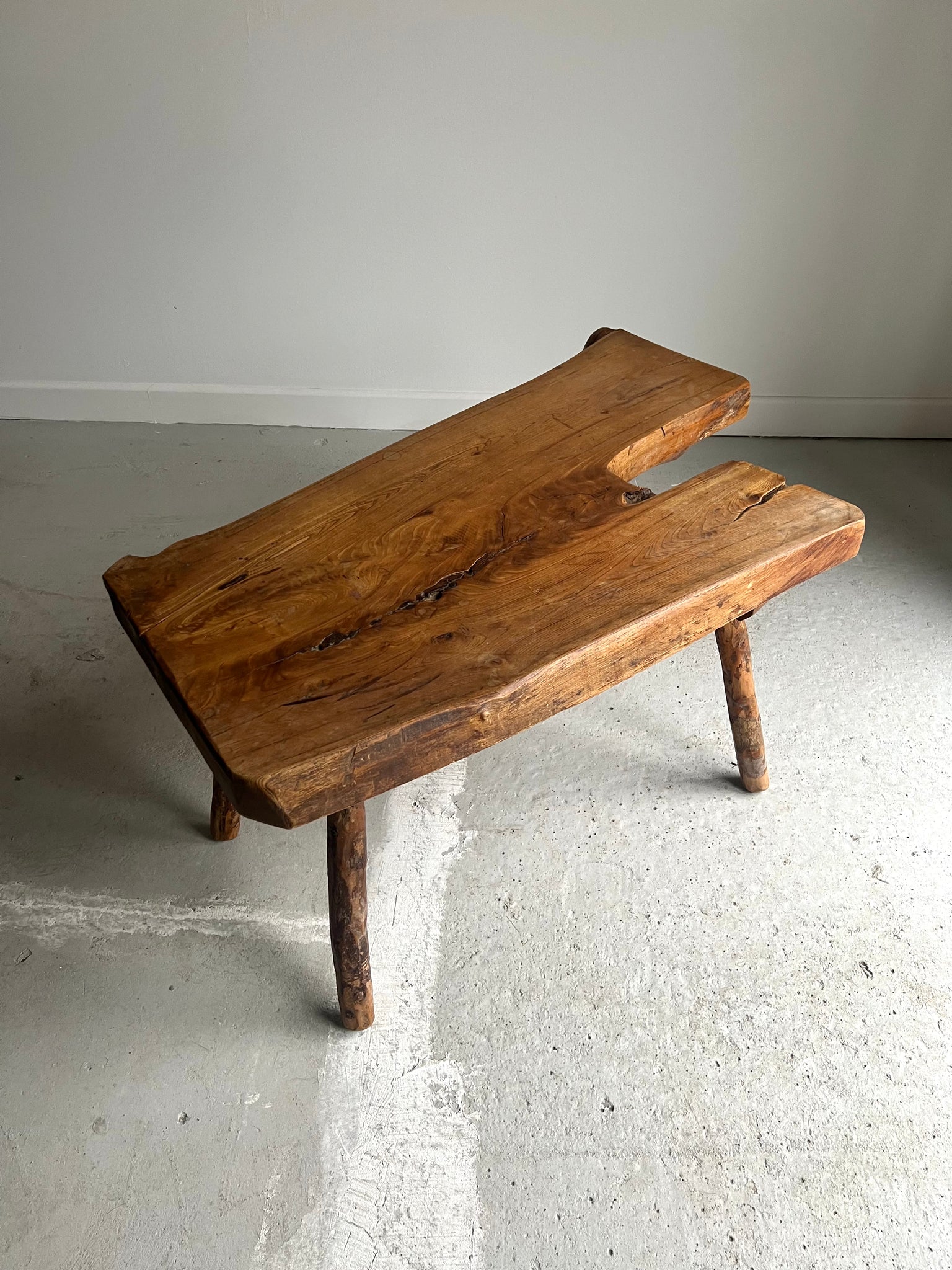 Primitive French Raw Wood Bench/ Coffee Table