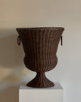 Vintage Woven Wicker Urn Vase with Handles