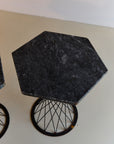Pair of Granite and Metal Side Tables