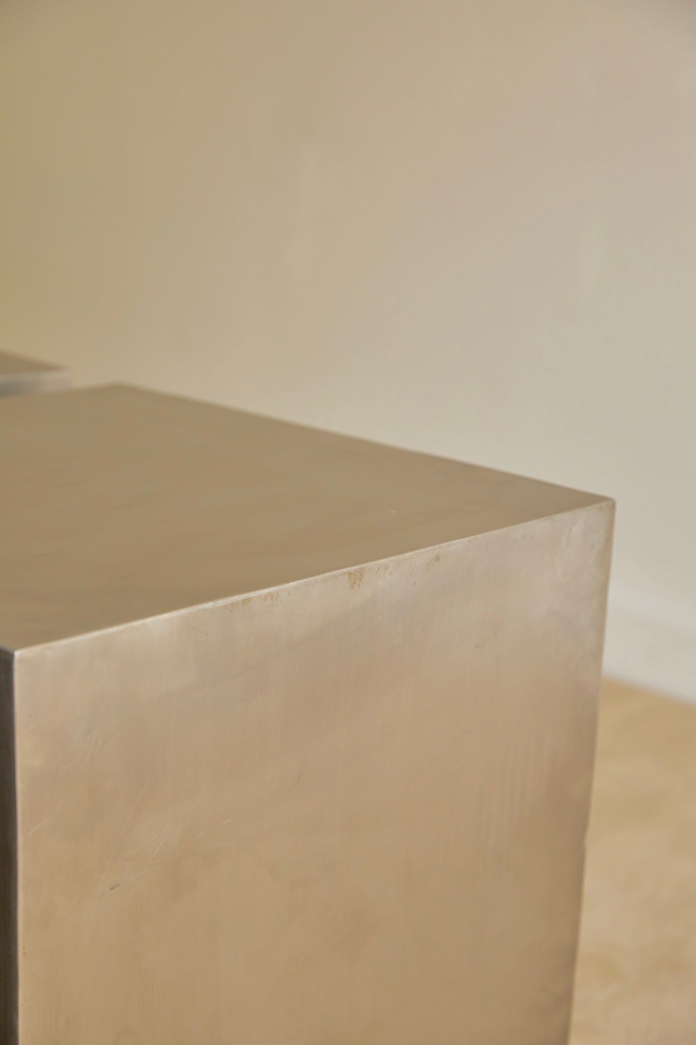 Mid-Century French Modernist Stainless Steel "Cube" Coffee / Side Tables Attributed to Maria Pergay