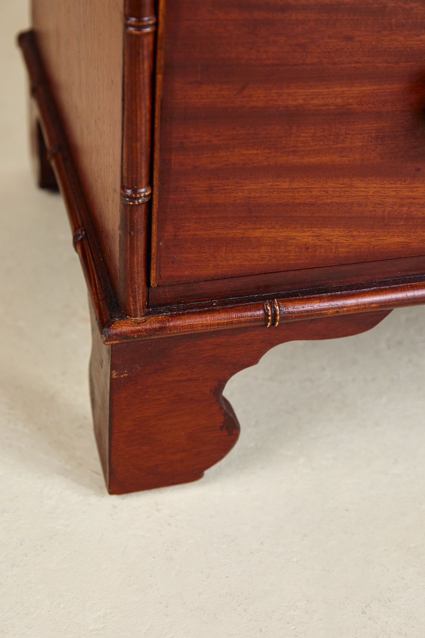 English 19th Century Chest Mahogany Chest With Faux Bamboo Trim