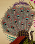 Vintage Large Framed Chinese Silk Embroidery Panel – Peacock & Peony Floral Border