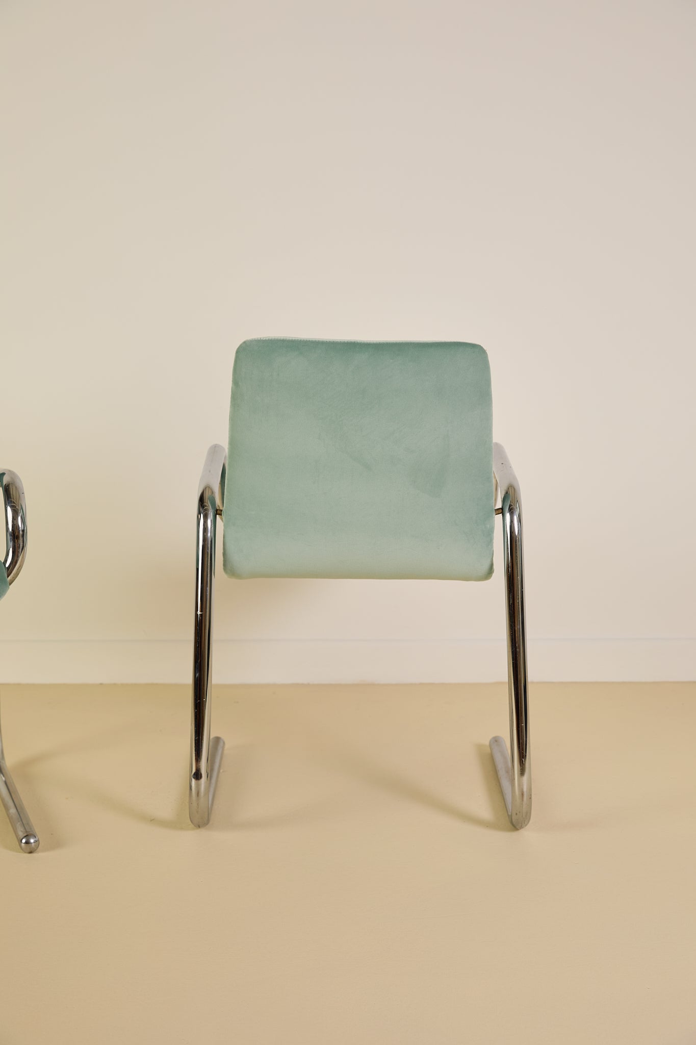 Chrome and Aqua Velvet Desk Chair (Sold Individually)