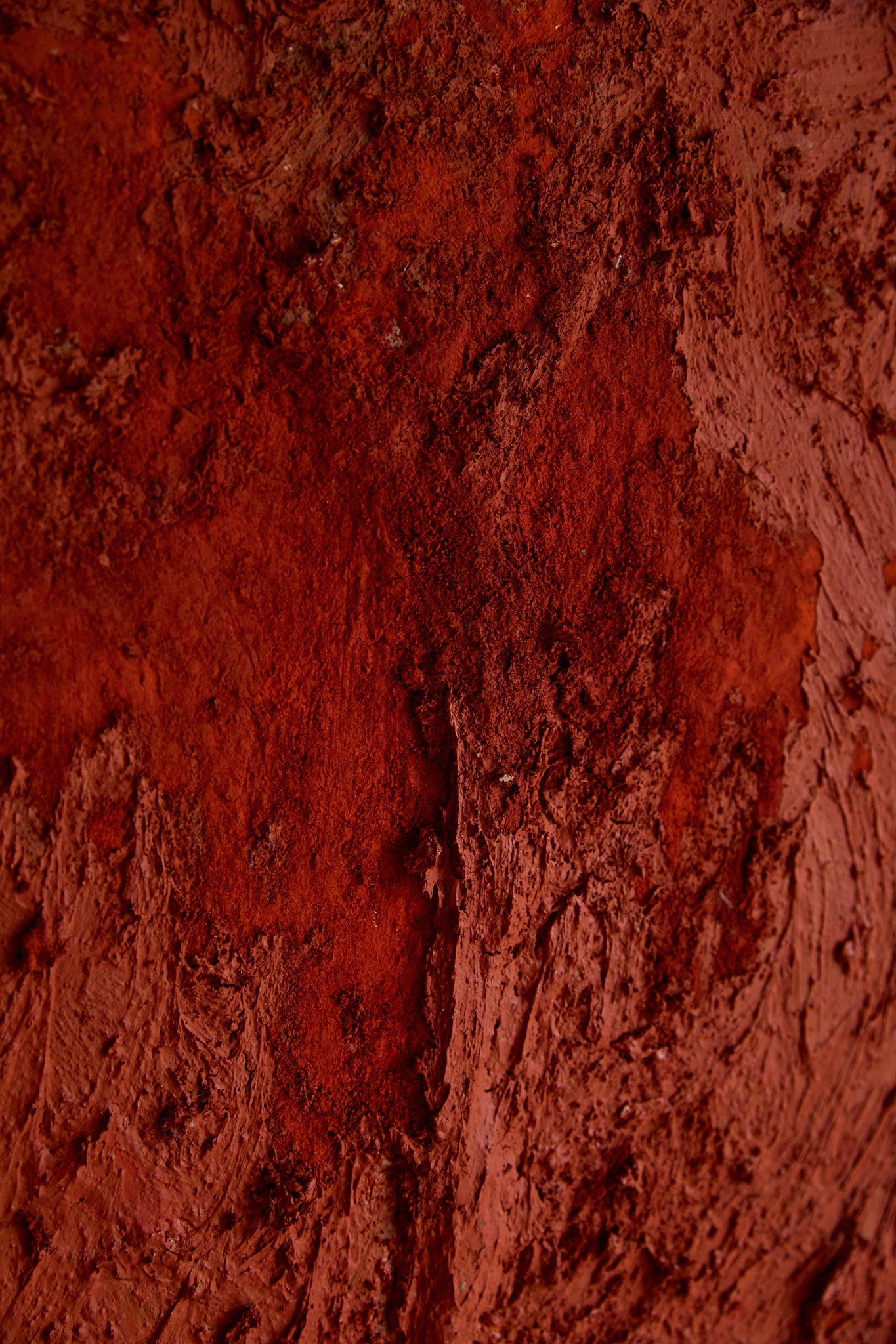 Vintage Mid-Century Abstract Expressionist Monochrome Red Canvas (c. 1960s–1970s)