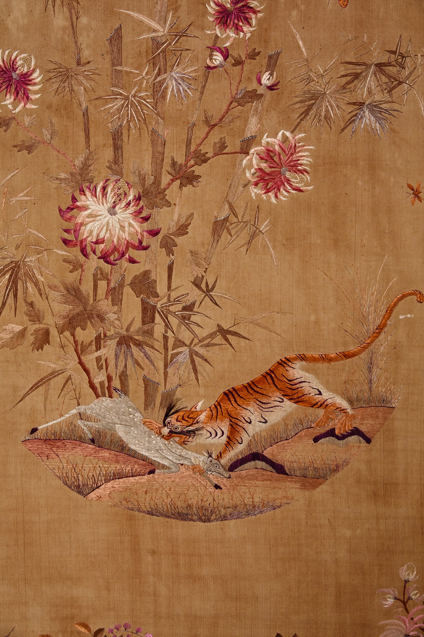 Chinese Embroidered Tapestry With Tiger