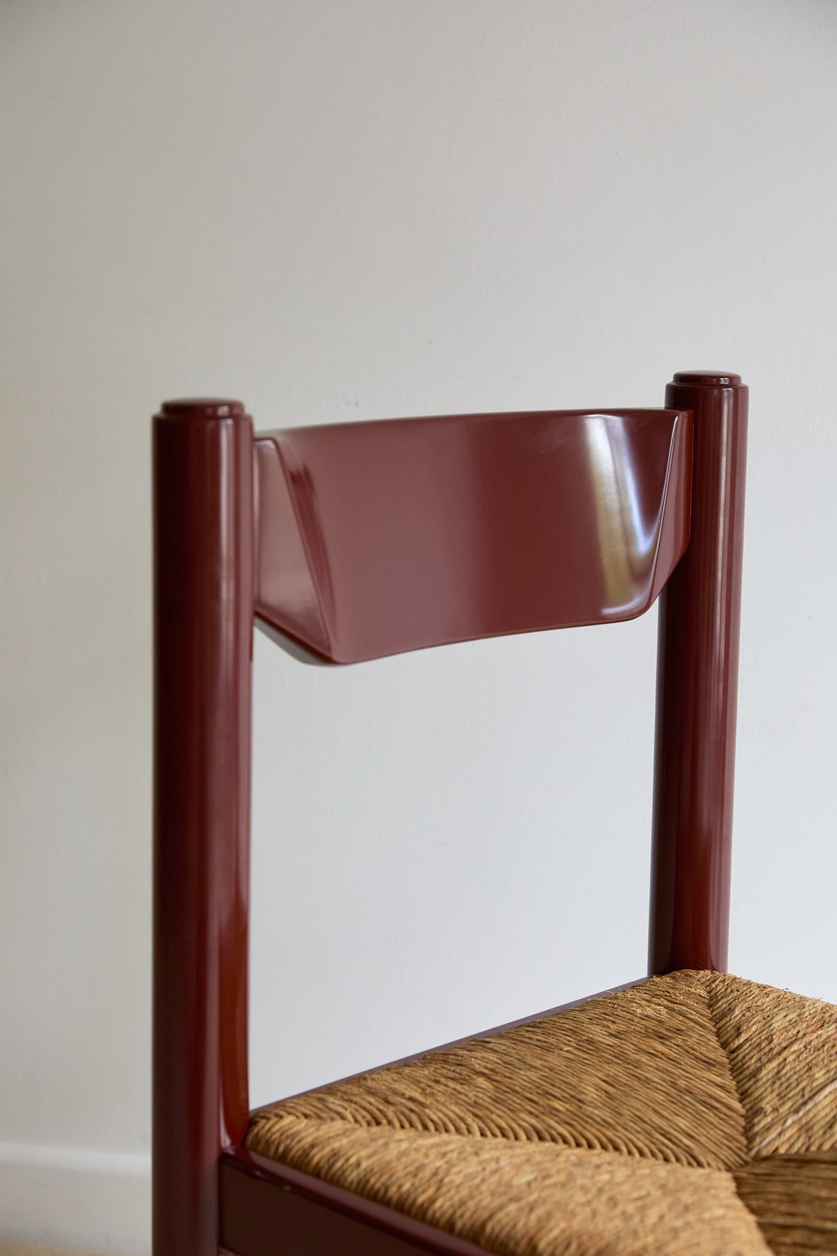 Mid-Century Modern Dining Set – Rectangular Wood Table with 6 Rush-Seat Chairs
