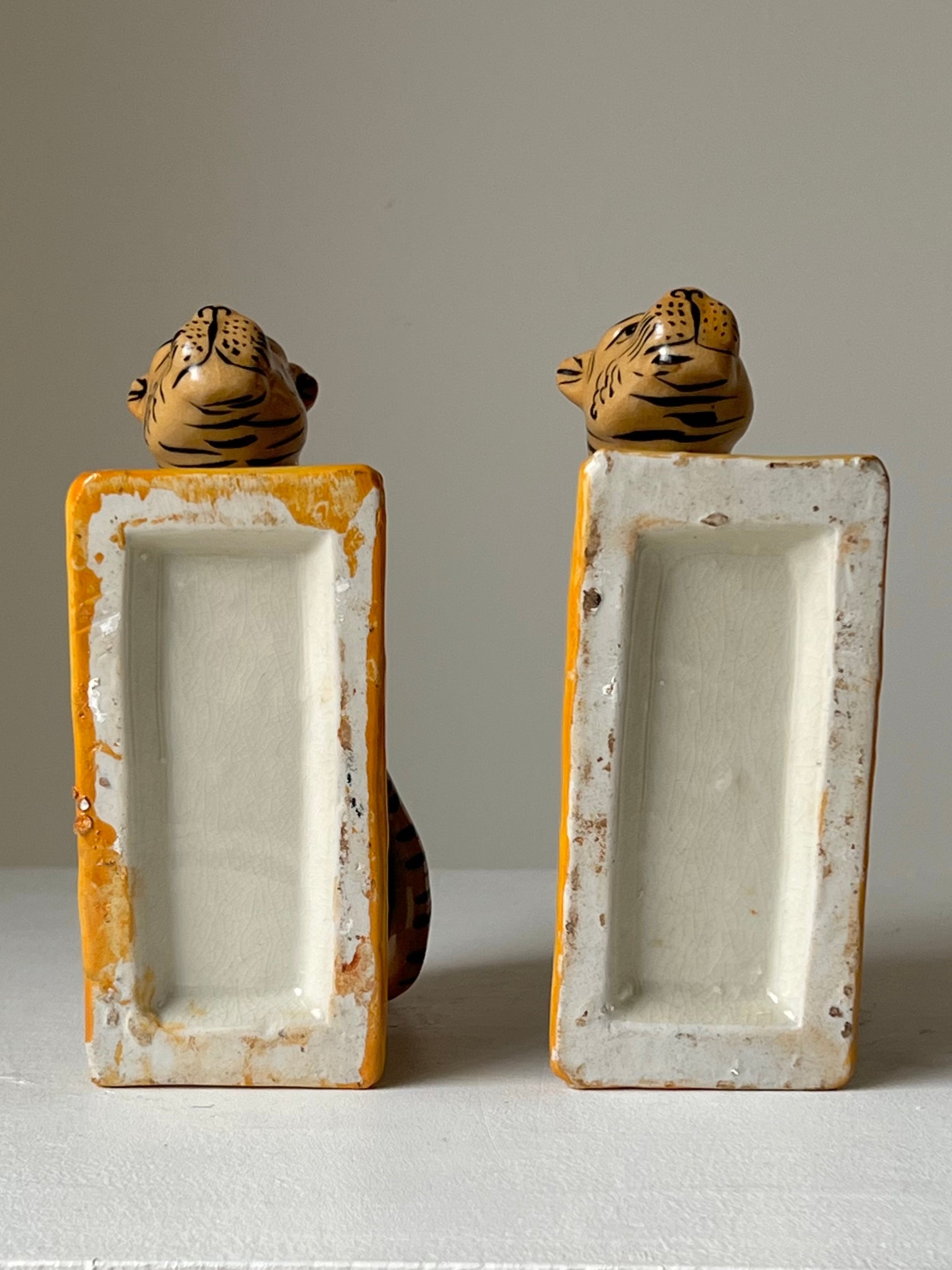Pair of Staffordshire Pottery Style Ceramic Tigers