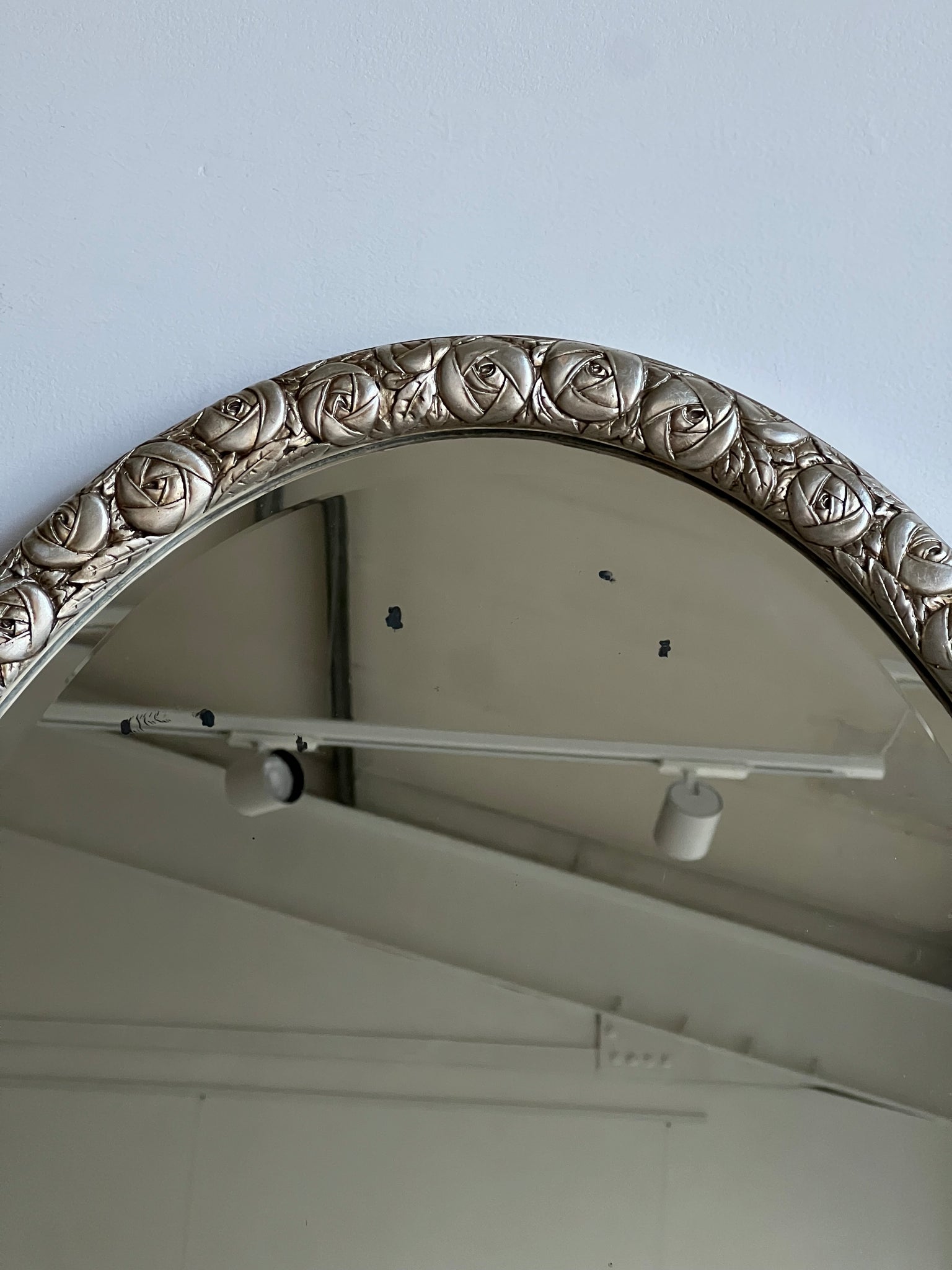 Large Silver Roses Mirror