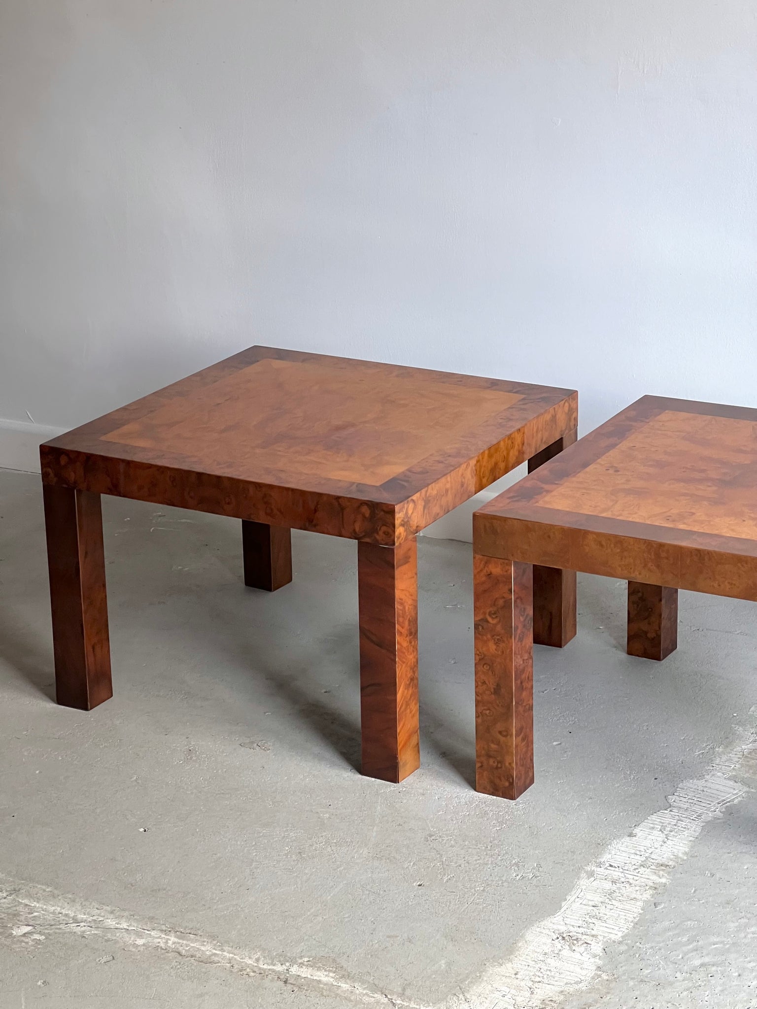1970s Burl Side/ Coffee Tables